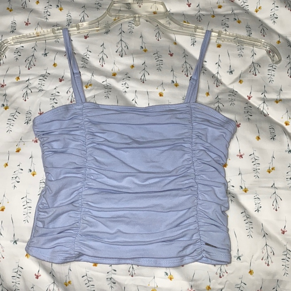 Hollister Baby Blue Scrunched Crop Top